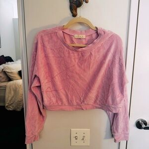 SUZIE KONDI pink terry cropped sweatshirt